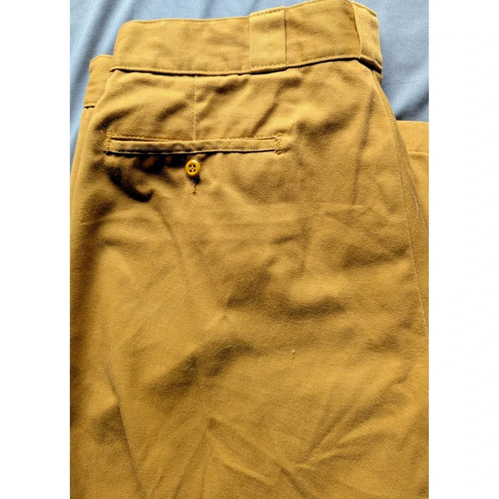 Dickies Work Pants Mens Mustard 38x34 Double Knee Loose Fit  Straight Leg